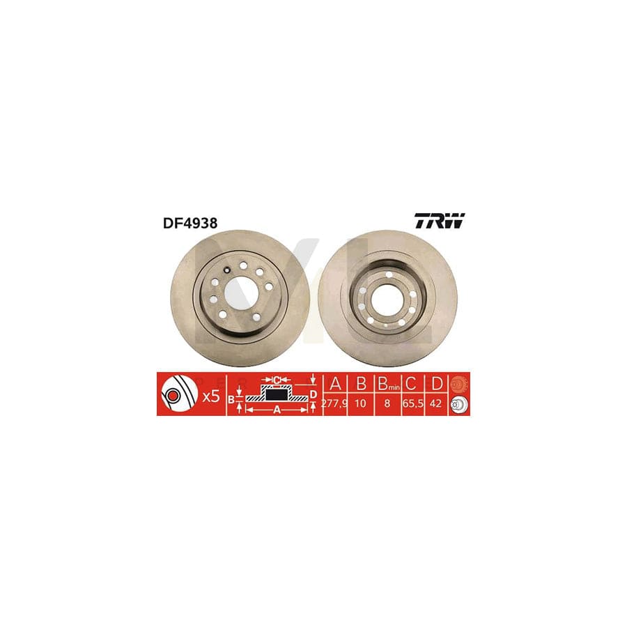 TRW DF4938 Brake Disc Solid, Painted  - 1 piece