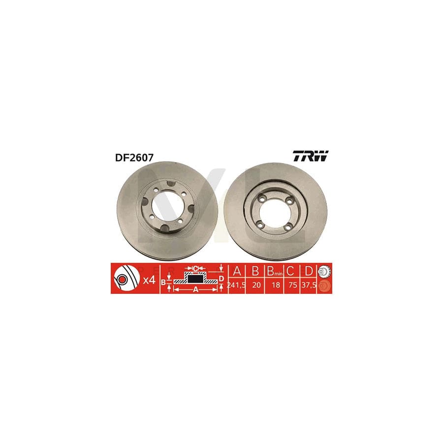 TRW DF2607 Brake Disc for MAZDA 626 Vented, Painted  - 1 piece