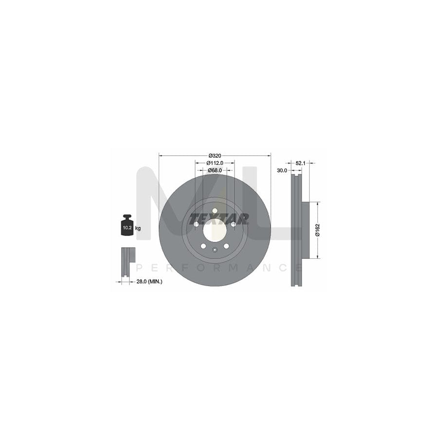 TEXTAR PRO+ 92229305 Brake Disc Internally Vented, Coated, High-carbon, without wheel hub, without wheel studs  - 1 piece