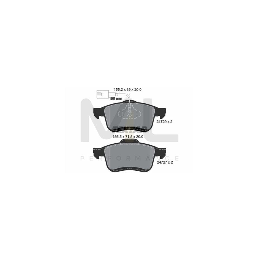 TEXTAR 2472901 Brake pad set with integrated wear warning contact