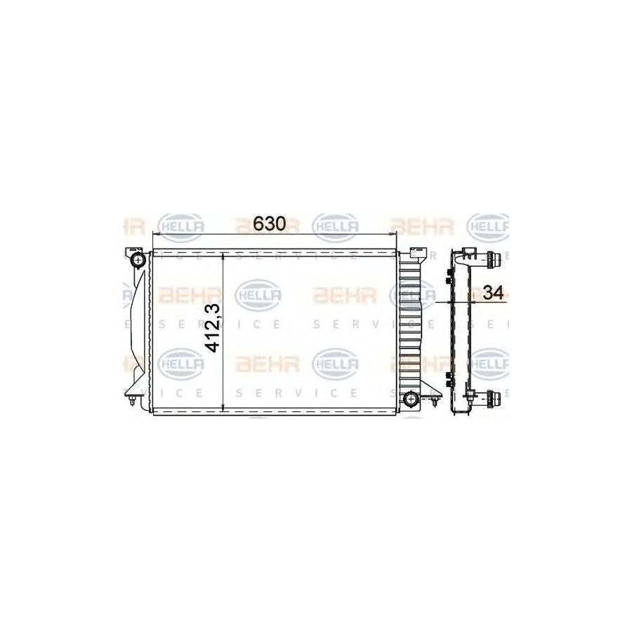 Hella 8MK 376 766-334 Engine Radiator For Audi A4