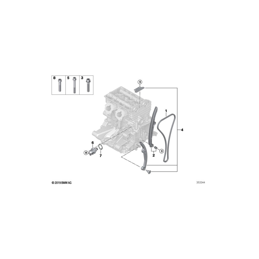Genuine BMW 11318523450 Set Tensioning Rail/Chain Guide (Inc. i3)