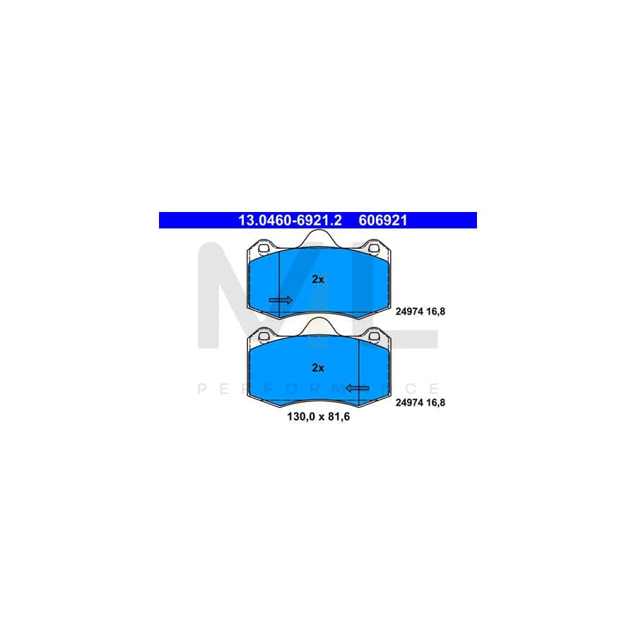 ATE 13.0460-6921.2 Brake pad set for SEAT Ibiza IV Sportcoupe (6J, 6P) excl. wear warning contact, not prepared for wear indicator