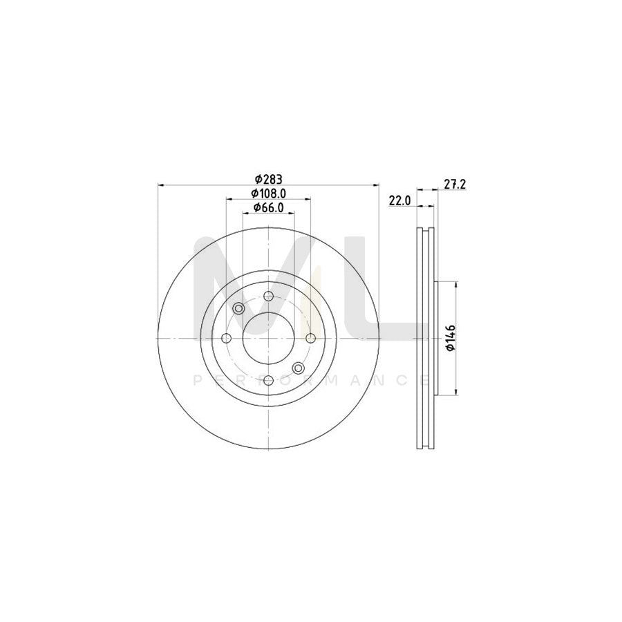 HELLA 8DD 355 103-001 Brake Disc Externally Vented, without wheel hub, without wheel studs | ML Performance Car Parts