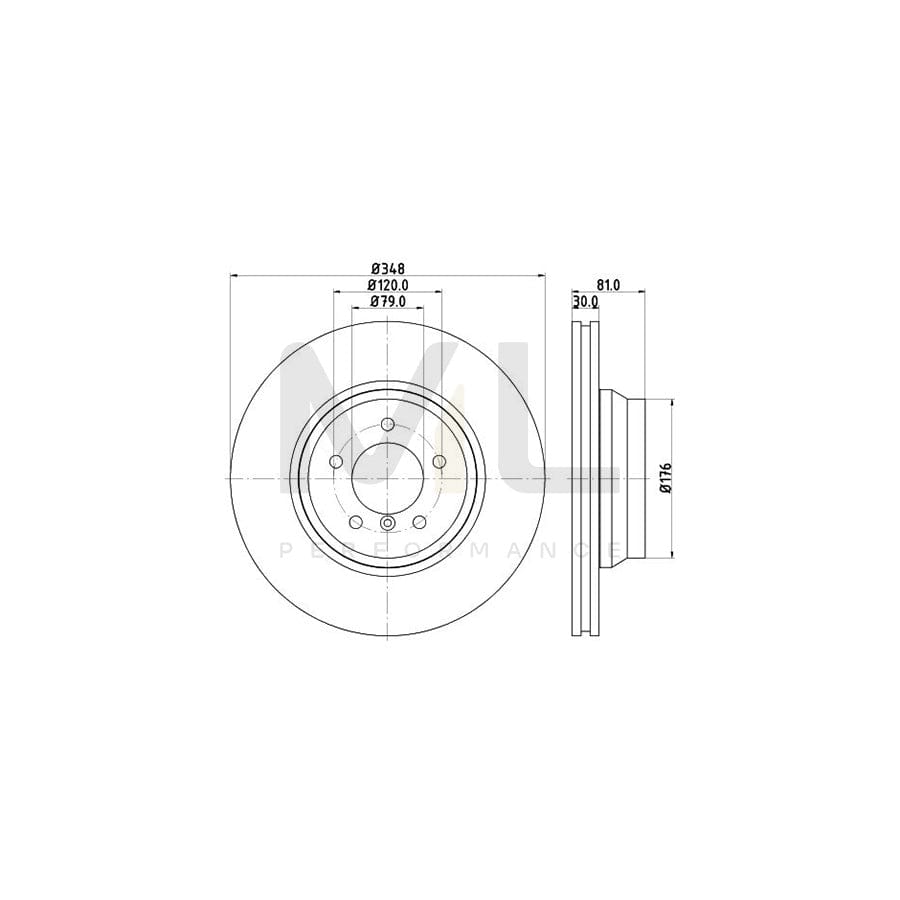 HELLA PRO 8DD 355 109-981 Brake Disc for BMW 7 (E65, E66, E67) Internally Vented, Coated, without wheel hub, without wheel studs | ML Performance Car Parts