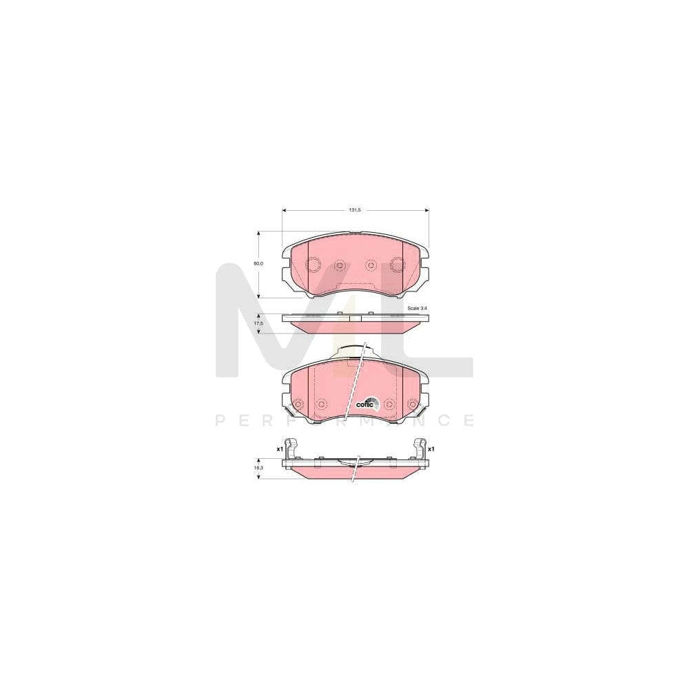 TRW Cotec Gdb3386 Brake Pad Set With Acoustic Wear Warning, With Accessories