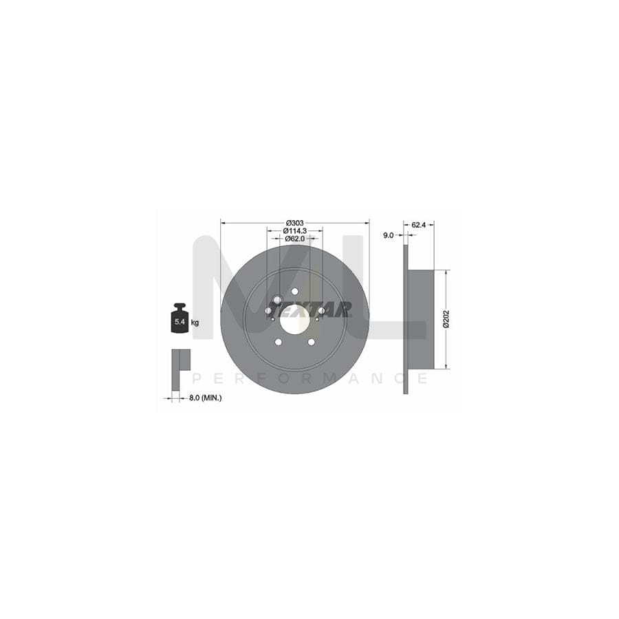 TEXTAR 92144100 Brake Disc Solid, without wheel hub, without wheel studs  - 1 piece