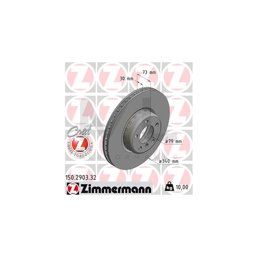 ZIMMERMANN FORMULA F COAT Z 150.2903.32 Brake Disc Internally Vented, Two-piece brake disc, Coated, High-carbon  - 1 piece