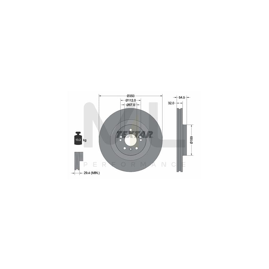 TEXTAR PRO+ 92150705 Brake Disc Internally Vented, Coated, High-carbon, without wheel hub, without wheel studs  - 1 piece