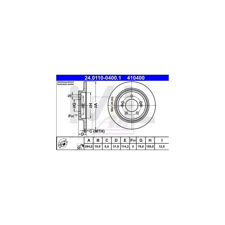 ATE 24.0110-0400.1 Brake Disc Solid, Coated, High-carbon  - 1 piece