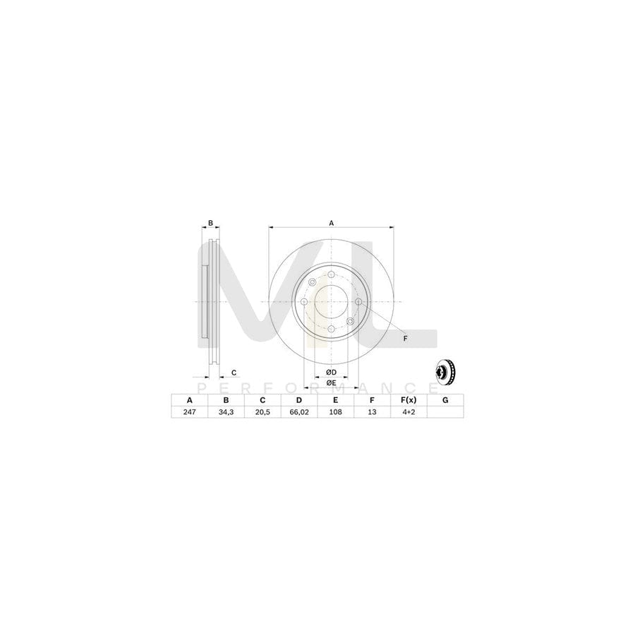 BOSCH 0 986 479 W62 Brake Disc Vented, Oiled | ML Performance Car Parts