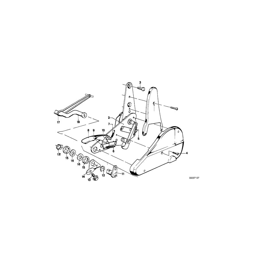 Genuine BMW 52101855364 E21 E24 Recl.Seat Fitting Outer Right (Inc. 318, 320i & 316)