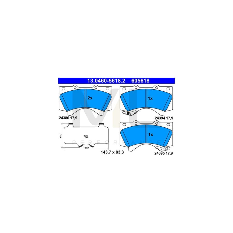 ATE 13.0460-5618.2 Brake pad set with acoustic wear warning, with anti-squeak plate