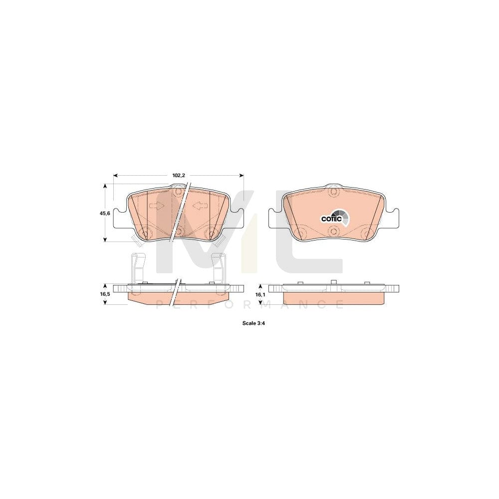 TRW Cotec Gdb3480 Brake Pad Set With Acoustic Wear Warning, With Accessories