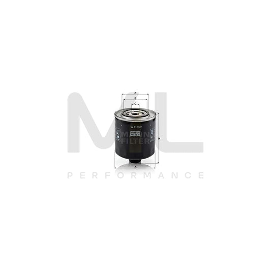 MANN-FILTER W 1130/2 Oil Filter Spin-on Filter, with one anti-return valve