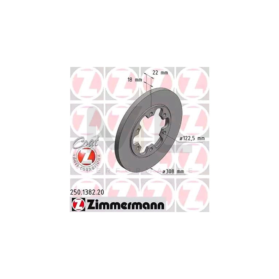 ZIMMERMANN COAT Z 250.1382.20 Brake Disc for FORD TRANSIT Solid, Coated, without ABS sensor ring  - 1 piece