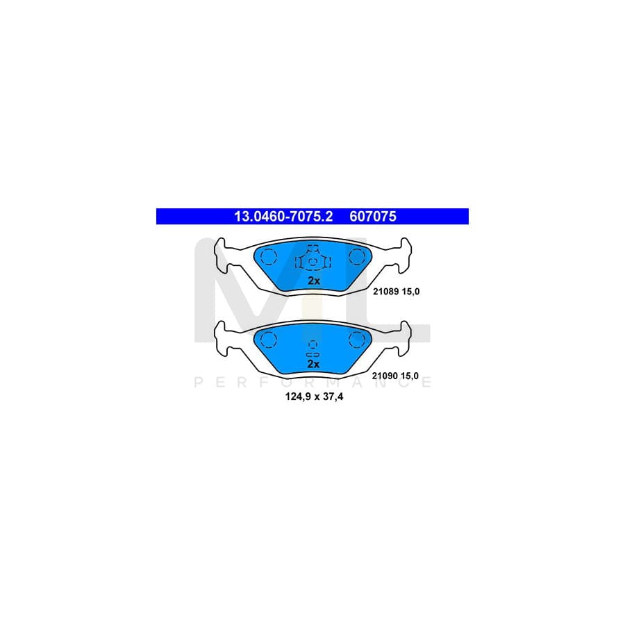 ATE 13.0460-7075.2 Brake pad set excl. wear warning contact, not prepared for wear indicator