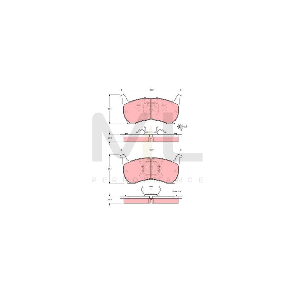 TRW Gdb354 Brake Pad Set For Mazda 626 Not Prepared For Wear Indicator