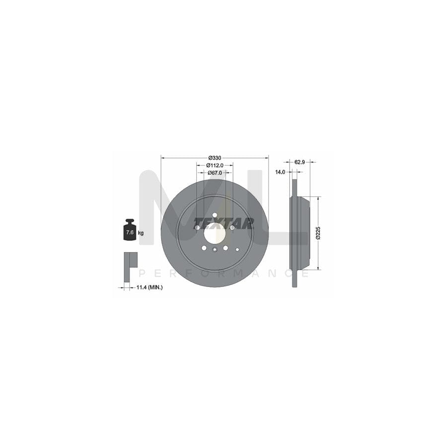 TEXTAR 92150800 Brake Disc Solid, without wheel hub, without wheel studs  - 1 piece