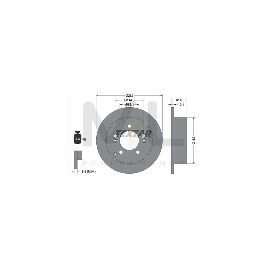 TEXTAR 92156800 Brake Disc Solid, without wheel hub, without wheel studs  - 1 piece