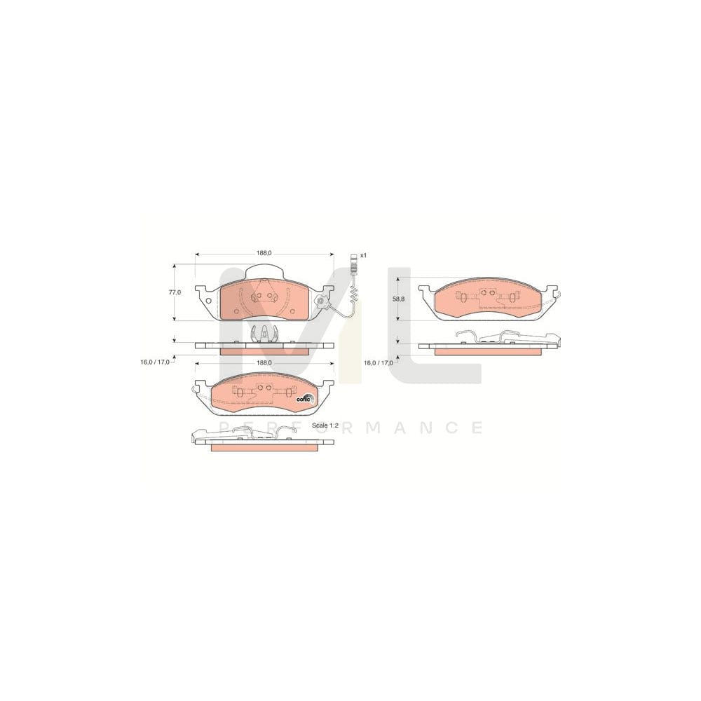 TRW Cotec Gdb1378 Brake Pad Set Suitable For Mercedes-Benz Ml-Class (W163) Incl. Wear Warning Contact