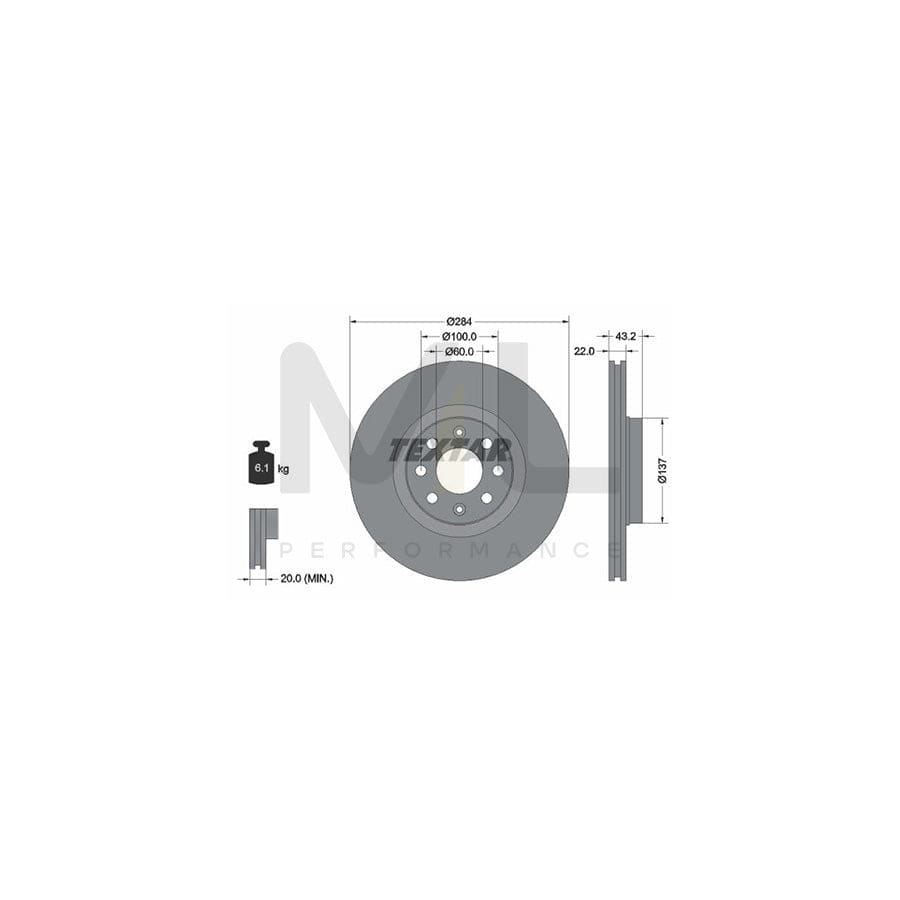 TEXTAR 92145800 Brake Disc Internally Vented, without wheel hub, without wheel studs  - 1 piece