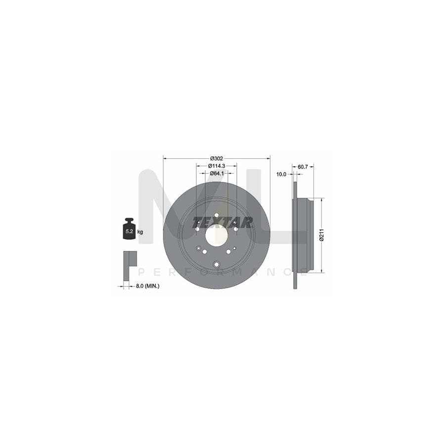 TEXTAR PRO 92227203 Brake Disc for HONDA CR-V Solid, Coated, without wheel hub, without wheel studs  - 1 piece