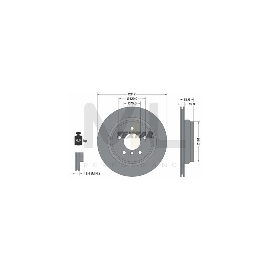 TEXTAR 92098800 Brake Disc Externally Vented, without wheel hub, without wheel studs