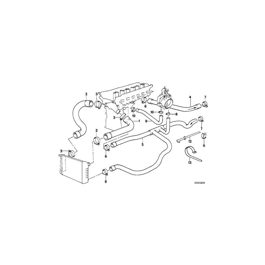 Genuine BMW 11531722851 E34 Water Hose (Inc. 520i, 525i & 525ix)