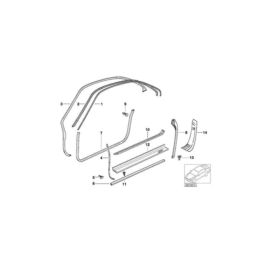 Genuine BMW 51728124217 E31 Edge Protection Left ULTRAMARIN (Inc. 840i, 850Ci & 840Ci)