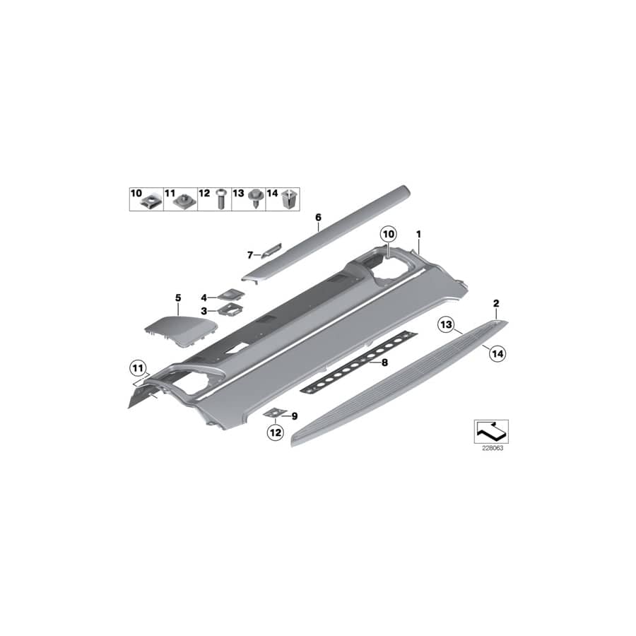 Genuine BMW 51469151607 F02 F01 F04 Trim Cover For Cargo Floor, Ash, Gloss (Inc. Hybrid 7L, 760Li & 730i)