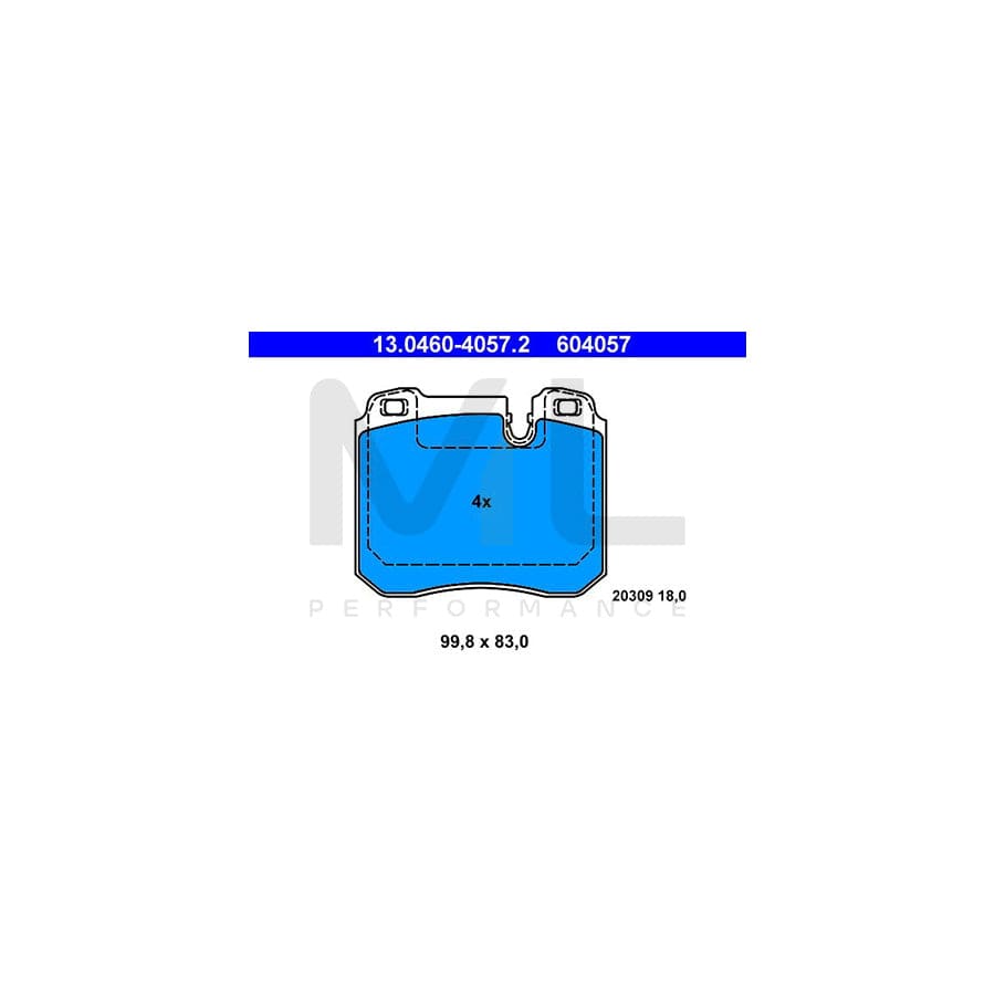 ATE 13.0460-4057.2 Brake pad set excl. wear warning contact, prepared for wear indicator