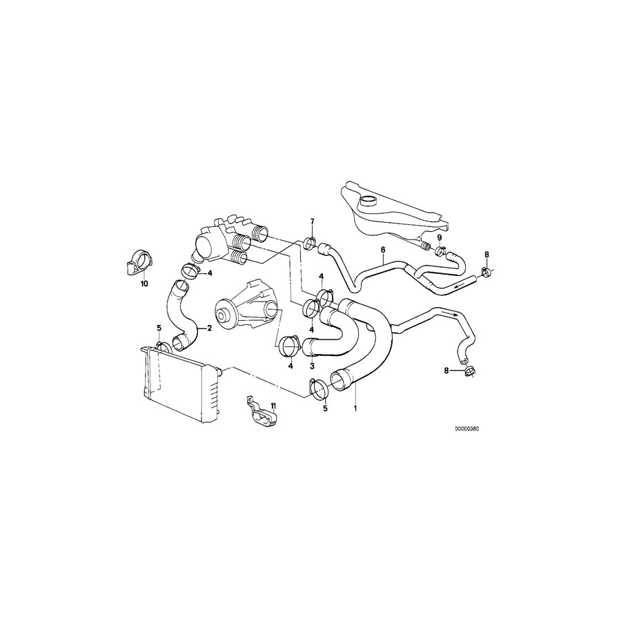 Genuine BMW 11531722669 E34 Water Hose (Inc. 530i & 535i)