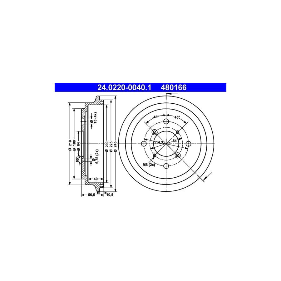 ATE 24.0220-0040.1 Brake Drum