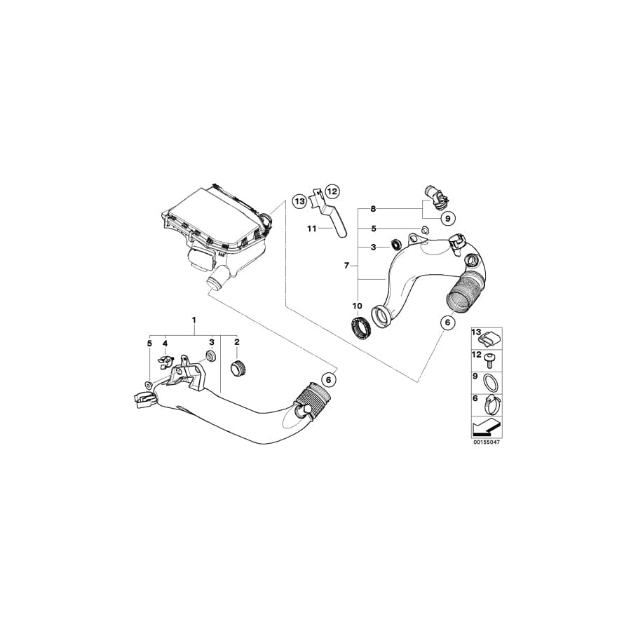Genuine BMW 13717600002 E60 E61 Air Duct (Inc. 535i & 535xi)