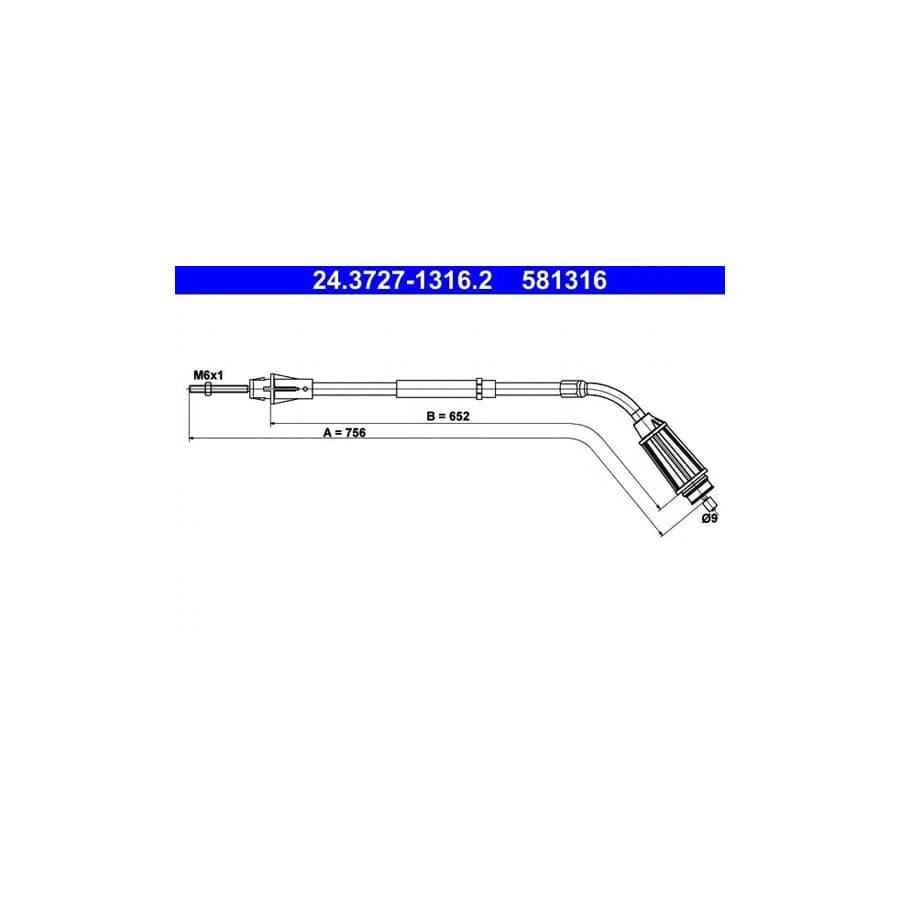 ATE 24.3727-1316.2 Hand Brake Cable for Volvo S80 II (As, 124)
