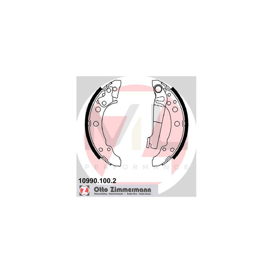 ZIMMERMANN 10990.100.2 Brake Shoe Set Photo corresponds to scope of supply, with lever