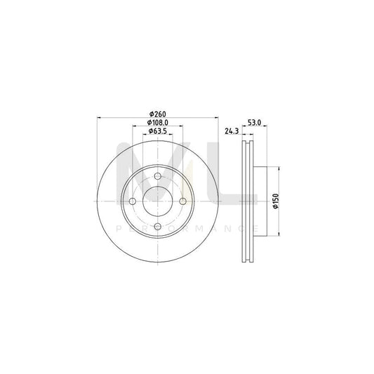 HELLA 8DD 355 101-391 Brake Disc Internally Vented, without wheel hub, without wheel studs | ML Performance Car Parts