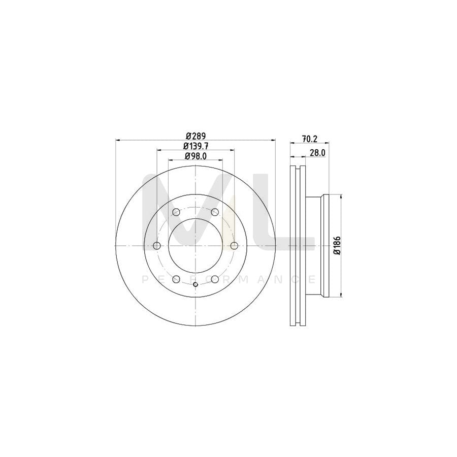 HELLA PRO High Carbon 8DD 355 129-181 Brake Disc Internally Vented, Coated, High-carbon, without wheel hub, without wheel studs | ML Performance Car Parts