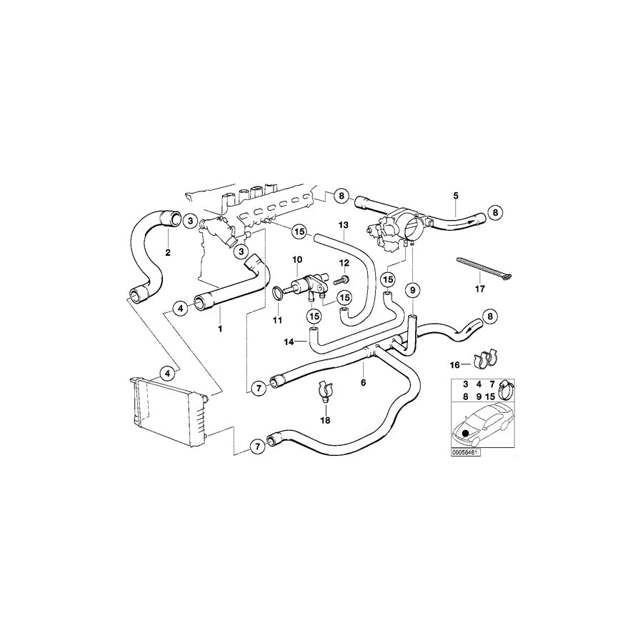 Genuine BMW 11531720720 E36 Water Hose (Inc. 325i, 328i & 320i)