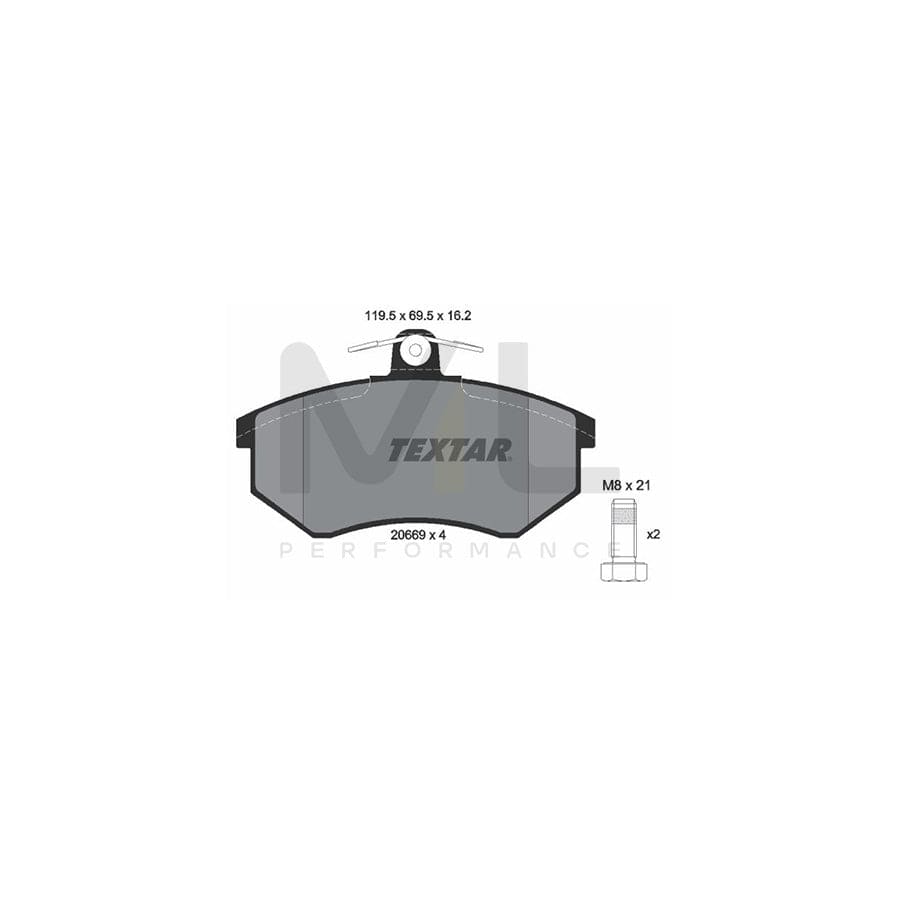 TEXTAR 2066904 Brake pad set not prepared for wear indicator, with brake caliper screws