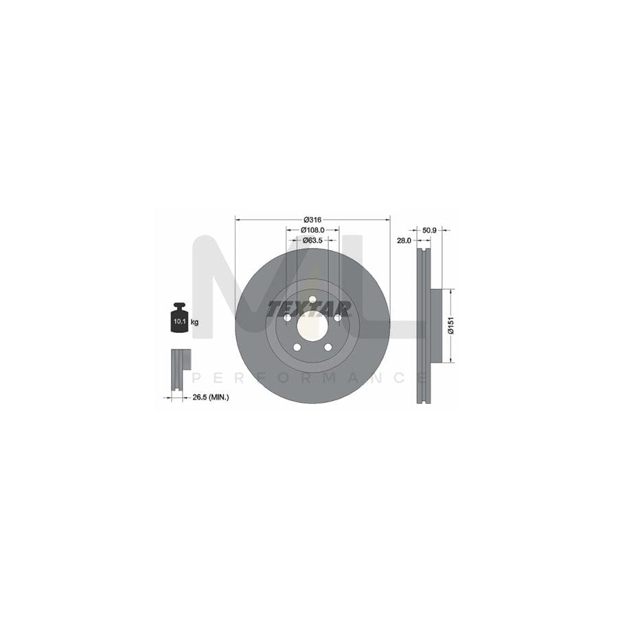 TEXTAR 92317203 Brake Disc Internally Vented, Coated, without wheel hub, without wheel studs  - 1 piece