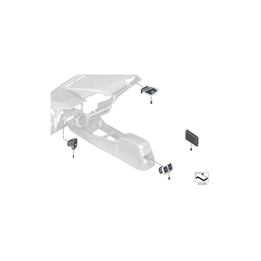 Genuine BMW 64229315933 F46 F40 F45 Rear Ventilation With Absorber, Left (Inc. 220i, X1 25iX & 225i)