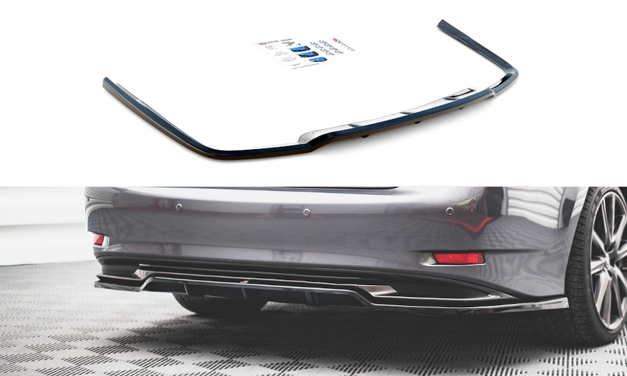 Maxton Design LE-GS-4-FSPORT-H-RD1T+RD2T Central Rear Splitter (with vertical bars) Lexus GS F Sport Hybrid MK4 (L10) | ML Performance UK Car Parts