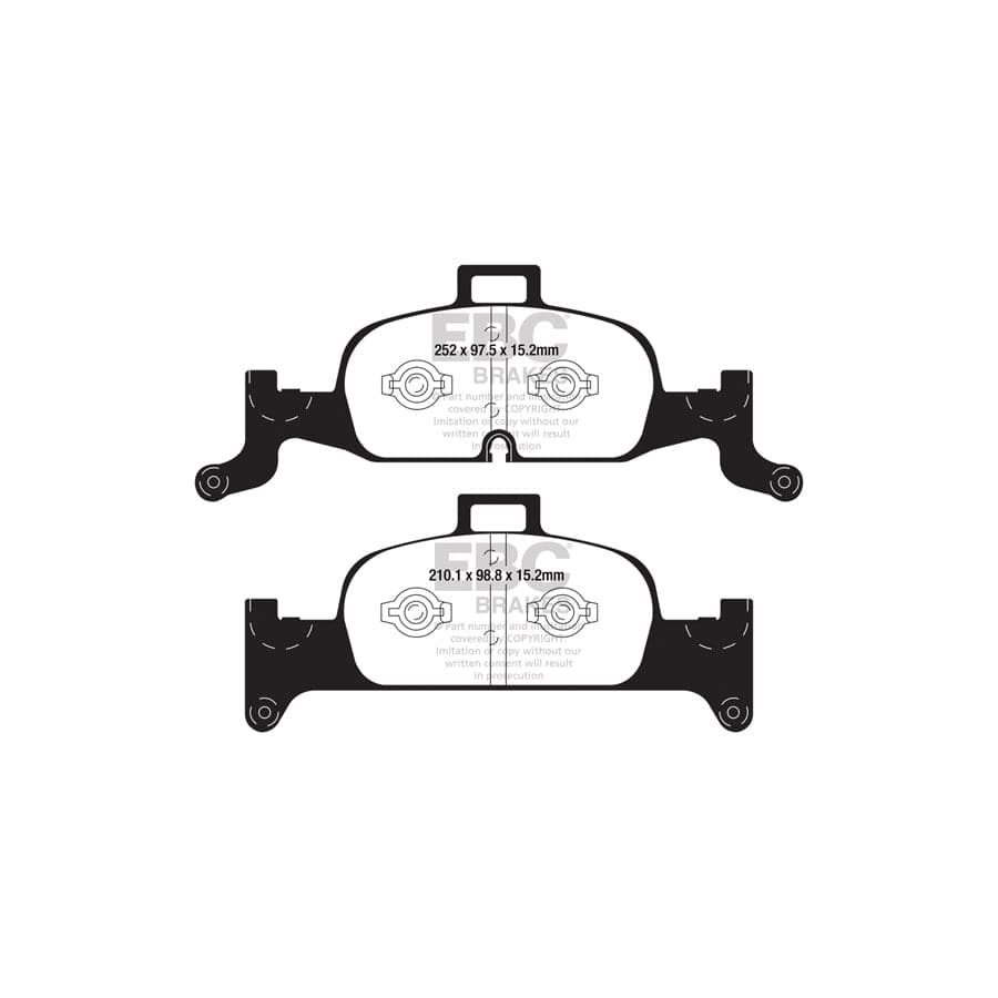 EBC PD01KF1896 Audi FY Q5 Greenstuff Front Brake Pad & Plain Disc Kit  - TRW Caliper 2 | ML Performance UK Car Parts