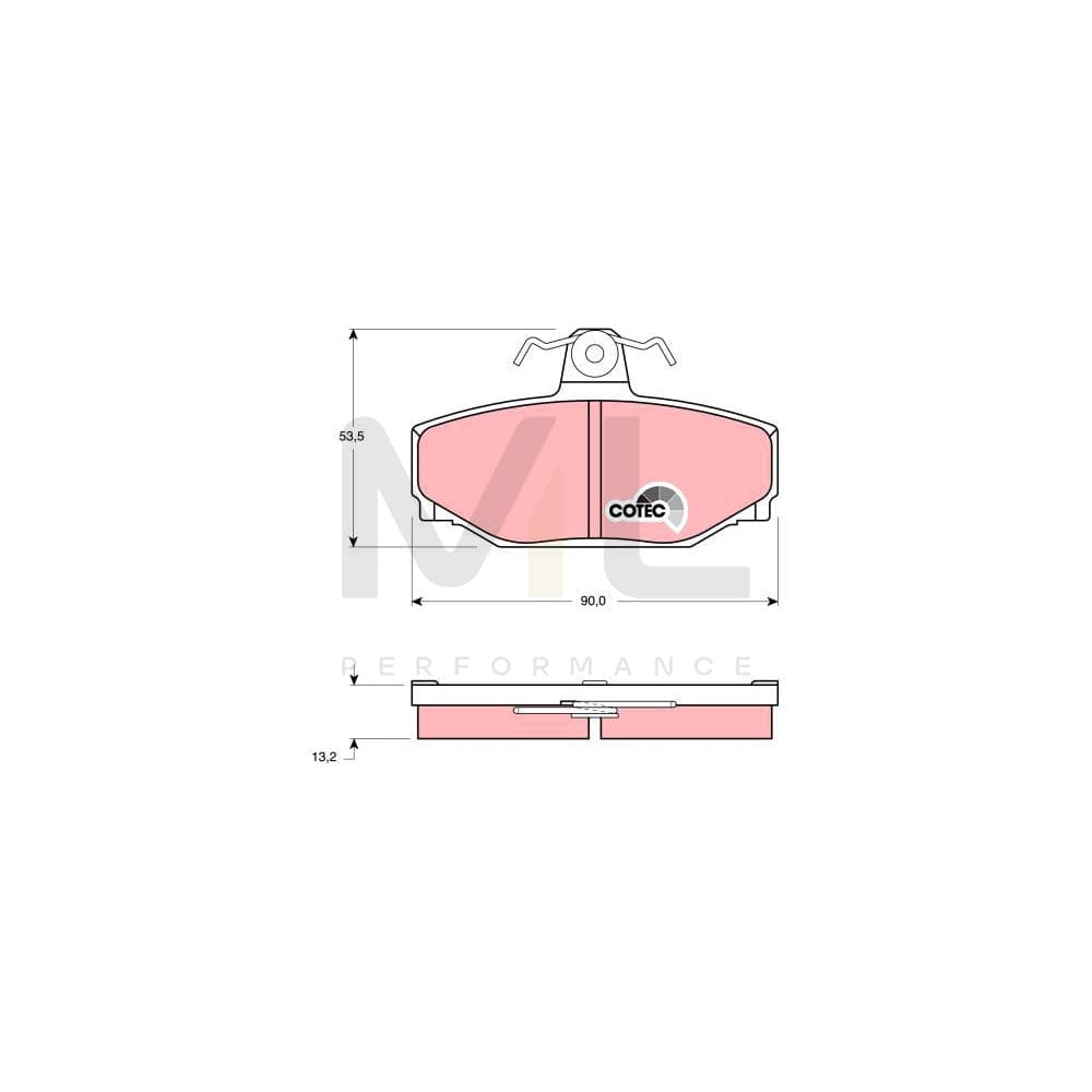TRW Cotec Gdb442 Brake Pad Set Not Prepared For Wear Indicator, With Brake Caliper Screws, With Accessories