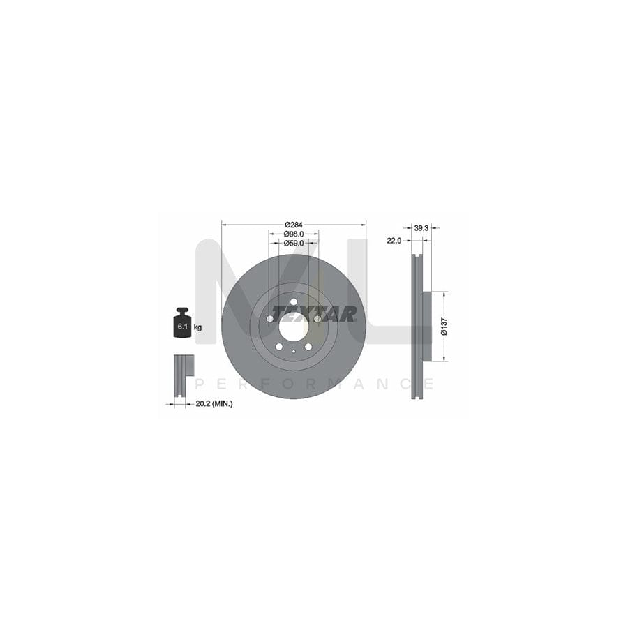 TEXTAR 92083200 Brake Disc Internally Vented, without wheel hub, without wheel studs  - 1 piece