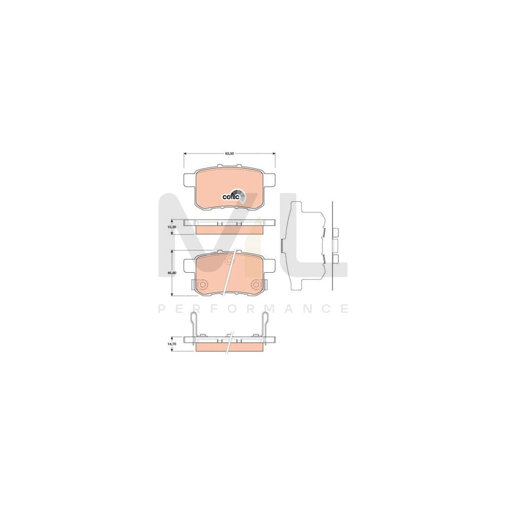 TRW Cotec Gdb3482 Brake Pad Set For Honda Accord With Acoustic Wear Warning