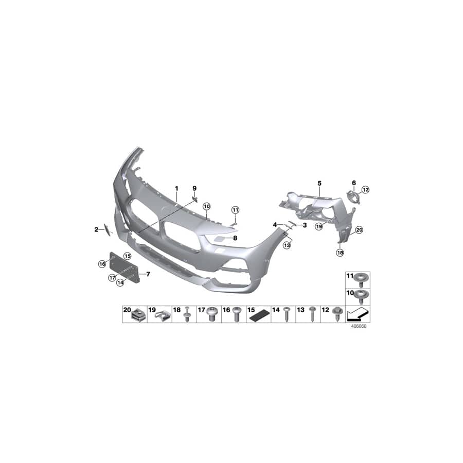 Genuine BMW 51117499489 F39 Cover, Headlight Washer, Primed, Left (Inc. X2 20d, X2 16d & X2 M35iX)