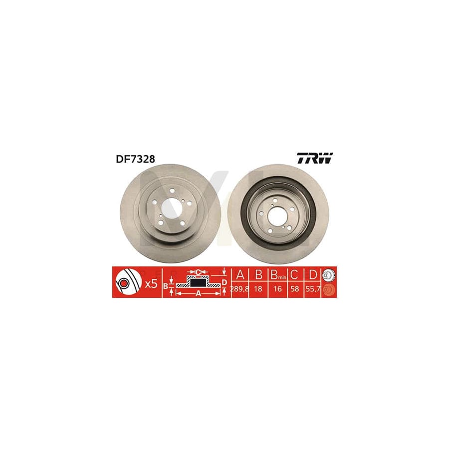 TRW DF7328 Brake Disc Vented, Painted  - 1 piece